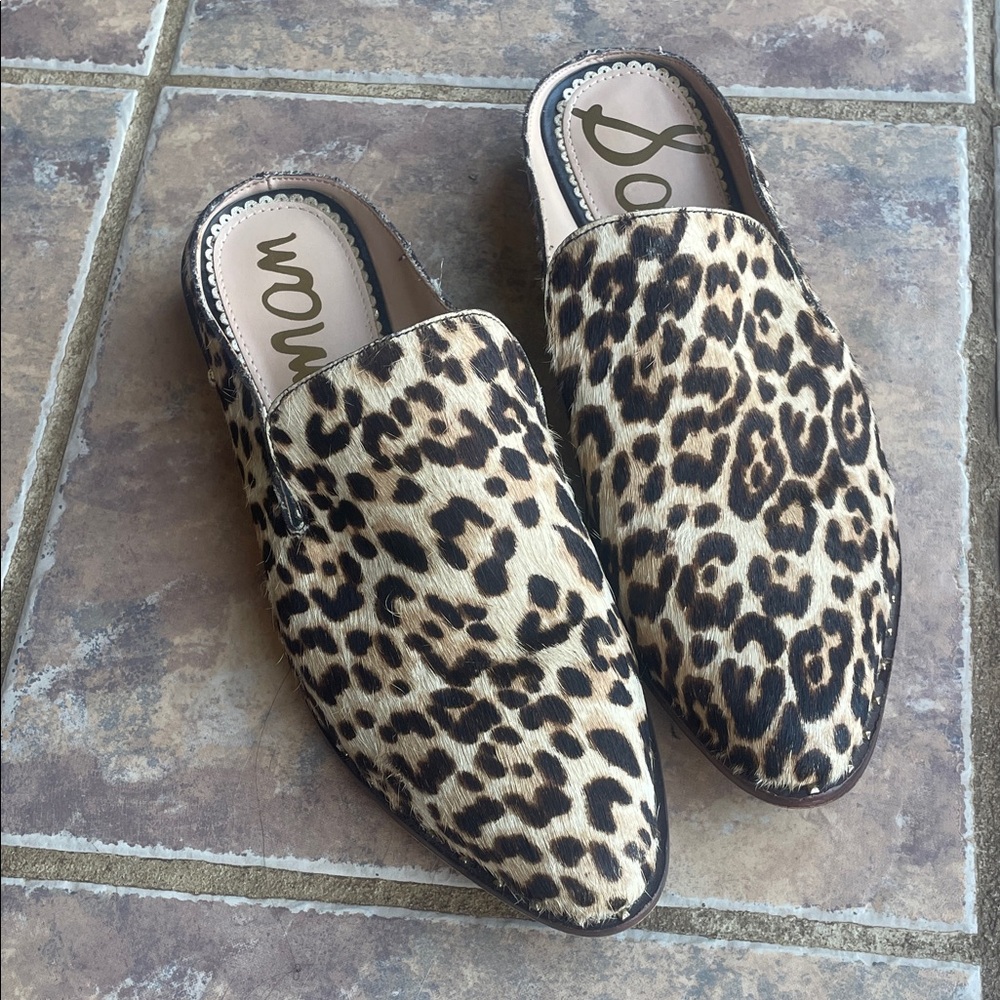 Sam Edelman Cheetah Print Hair-on Hide Mules